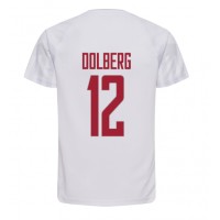 Tanska Kasper Dolberg #12 Vieraspaita MM-kisat 2022 Lyhythihainen